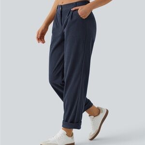 NWT Halara Mid Rise Zipper Pocket Corduroy Casual Pants Size Petite XL (16) NAVY